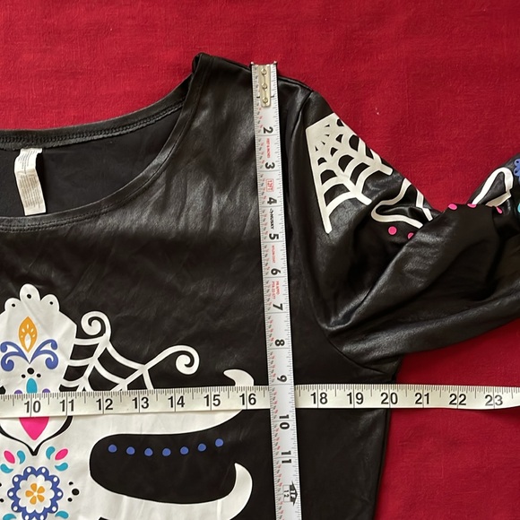 NWOT Suit Yourself Costume Co Sz L Day of the Dead Black Dress - Picture 11 of 12
